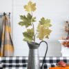 Velvet Maple Leaf Spray, Botanicals Decor For Harvest Festival Fall Festival & Thanksgiving Table Decorations (Set of 6) - Green - Image 2