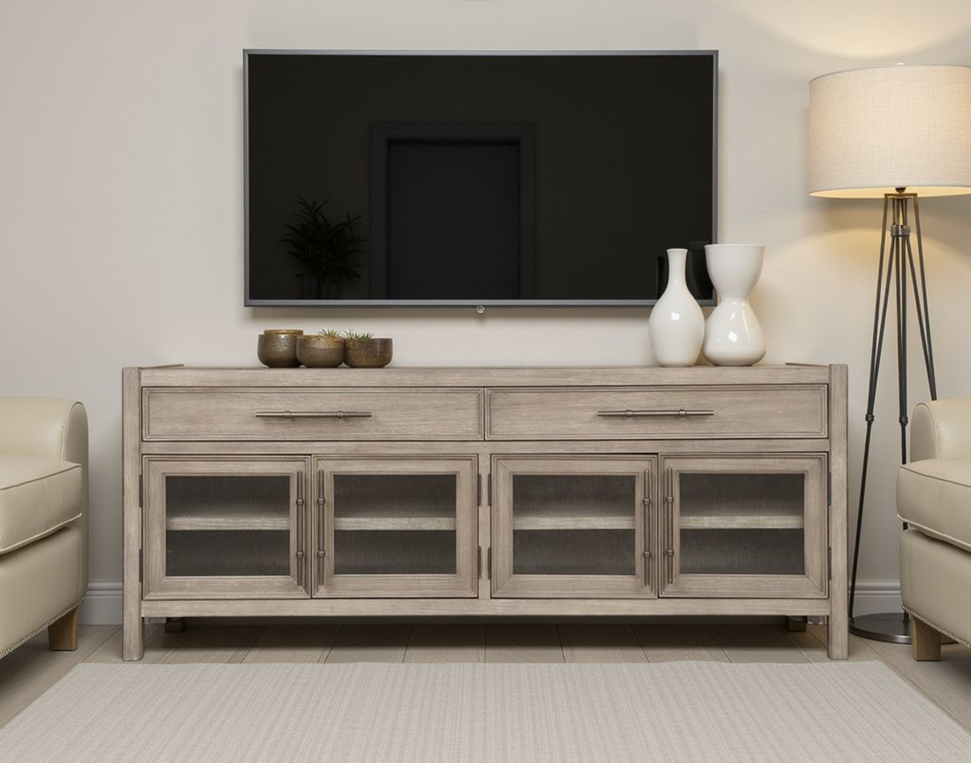 Cypress Lane - TV Stand Console - White Oak - Image 6