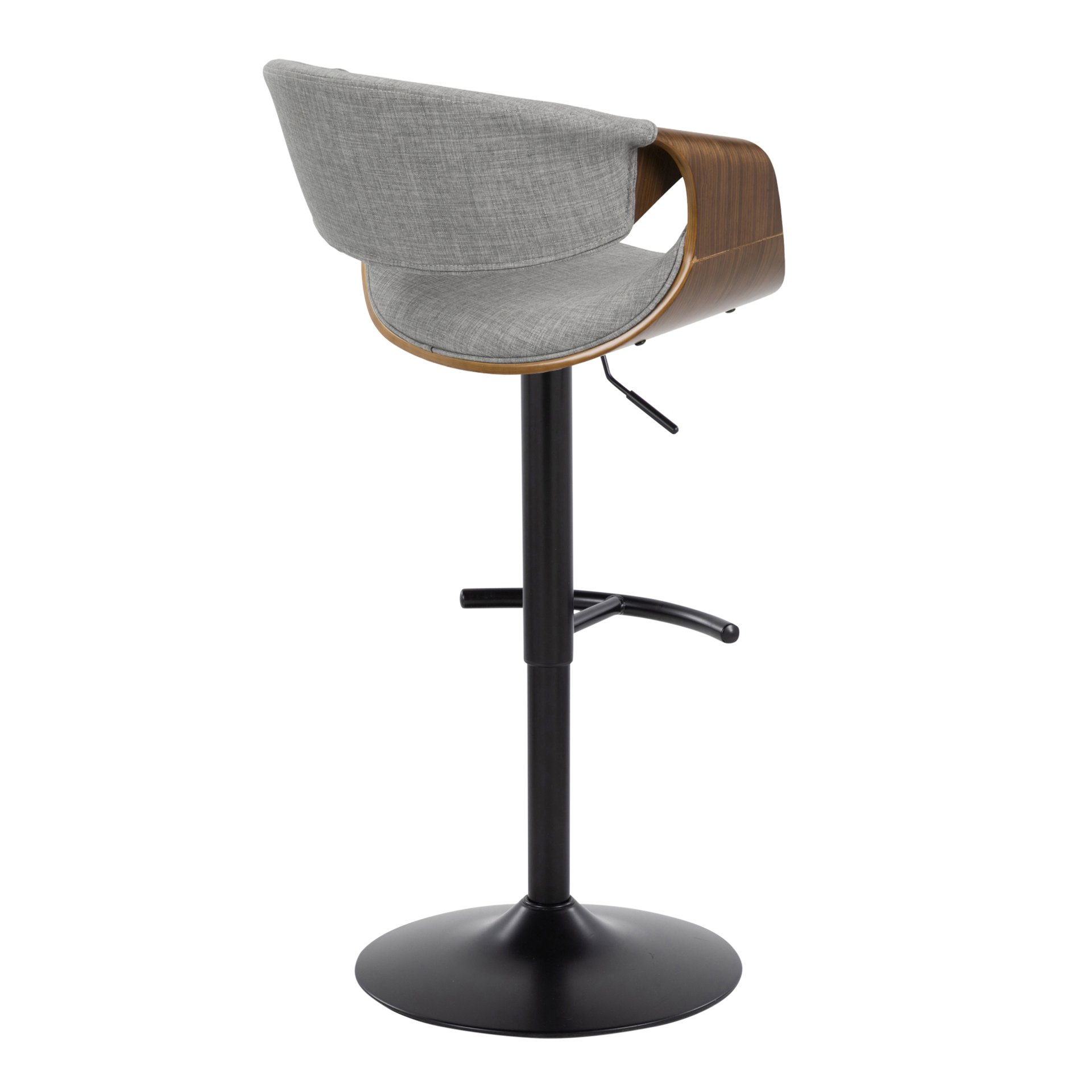 Curvo - Mid-Century Modern Adjustable Barstool With Swivel With Rounded T Footrest (Set of 2) - Gray / Black - Image 4