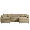 Oversized Modular Cushion Sofa Set With Portable Ottoman L Shaped Corner Low Back Deep Seating In Corduroy - Tan - Image 14
