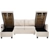 Sectional Sofa Pull Out Sofa Bed Versatile Sofa Sleeper With Large Storage Space, Two USB Ports And Two Cup Holders For Living Room - Beige - Image 20