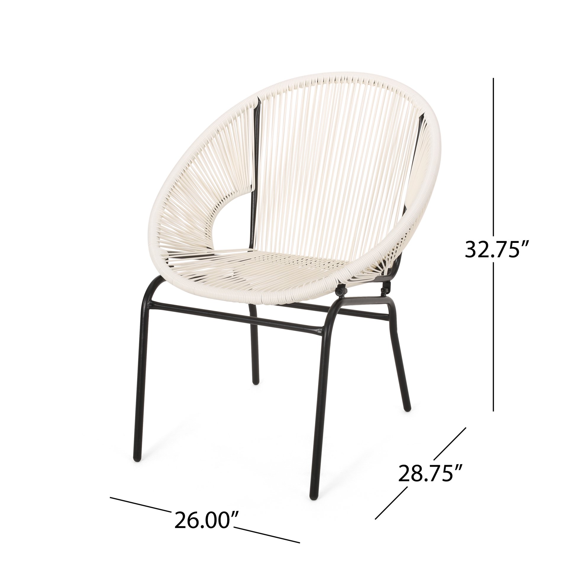 Nusa - Modern Outdoor Chair Set With Polyethylene Rattan And Iron Frame - White - Image 3