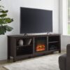 Modern Transitional Wood 70" Fireplace TV Stand For 80" TVs With 2 Shelves - Espresso - Image 4
