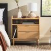 Mid-Century Modern Solid Wood 2 Drawer Gallery Nightstand - Black - Image 4