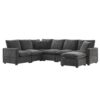 Modern U-Shape Modular Sofa, 7 Seat Chenille Sectional Couch Set With 2 Pillows Included, Freely Combinable Indoor Funiture - Black / Gray - Image 3