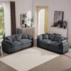 Modern Living Room Sofa Set With 2 Seater Sofas, Deep Recliner Corduroy Fabric - Gray - Image 14
