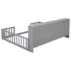 Full Floor Bed With Side Bookcase, Shelves, Guardrails - Gray - Image 10
