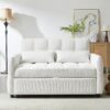 Loveseat Sofa Pull Out Sofa Bed Tufted Sleeper Sofa With An Adjustable Backrest, 3 USB Ports And 2 Lumbar Pillows For Living Room - Beige - Image 9