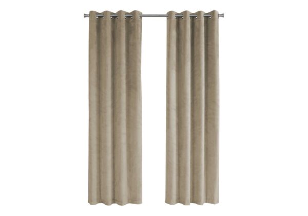 2 Pieces Set, Curtain Panel, Room Darkening, Grommet, Contemporary & Modern - Beige