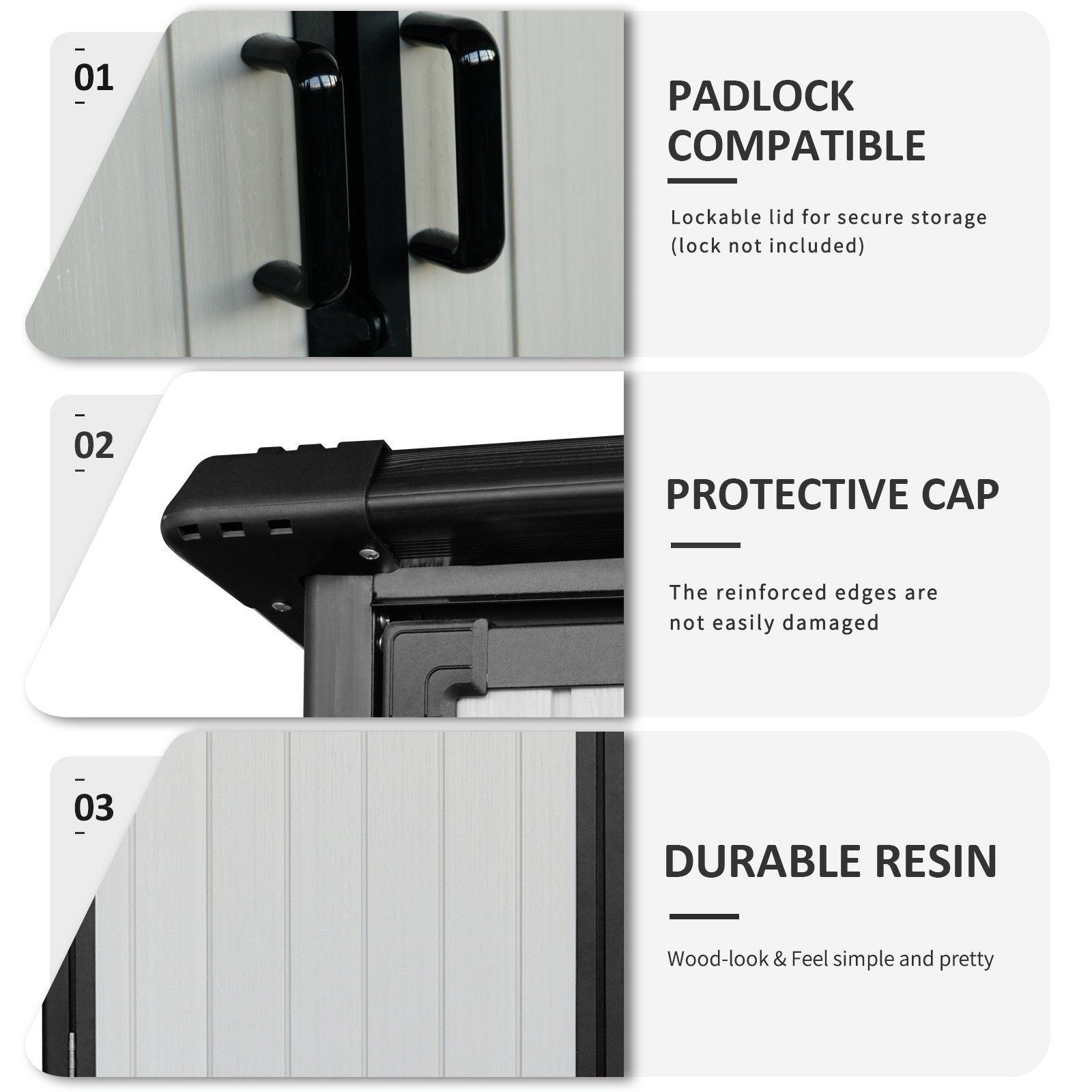 5X3Ft Outdoor Storage Shed Waterproof Resin Cabinet With Lockable Doors For Bikes And Patio Furniture - Black - Image 5
