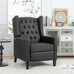 Wide Manual Wing Chair Recliner - Black