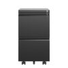 Sleek Modern 2 Drawer Metal Mobile File Cabinet With Lock, Compact Size - Black - Image 4