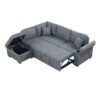 Sleeper Sectional Sofa, L-Shape Corner Couch Sofa - Bed With Storage Ottoman & Hidden Arm Storage & USB Charge For Living Room Apartment - Dark Gray - Image 16