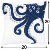 Octopus Patterned Pillow Cover With Matching Back - White - Image 3
