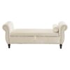 Velvet Multifunctional Storage Rectangular Ottoman Bench With 1 Pillow - Beige - Image 11