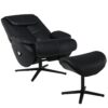 Labotina - Top Grain Leather Accent Chair With Swivel & Ottoman - Black - Image 2