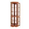 Corner Curio Cabinet With 5 Shelves And Lighting System (E26 Light Bulb Not Included) - Oak - Image 16