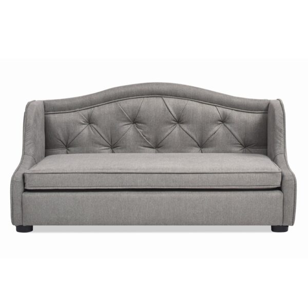 Robin - Tufted Wingback Pet Sofa Bed, Medium, Uptown Resistant High - Gray Stain