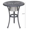Outdoor Patio Aluminum Round Bistro Table/Side Table With Ice Bucket - Gunmetal - Image 3