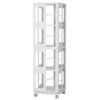 4 Tier All Steel Rotating Bookshelf With 360° Wheels, Large Size Sturdy & Spacious Book Rack, New Style Bookshelf - White - Image 5