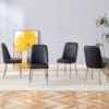 Modern Dining Chairs (Set of 4) With Backrest And Silver Metal Legs For Home And Office - Black - Image 4