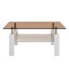Modern Rectangular Coffee Table With Tempered Glass Top Layer, Table For Living Room - Brown / White - Image 6