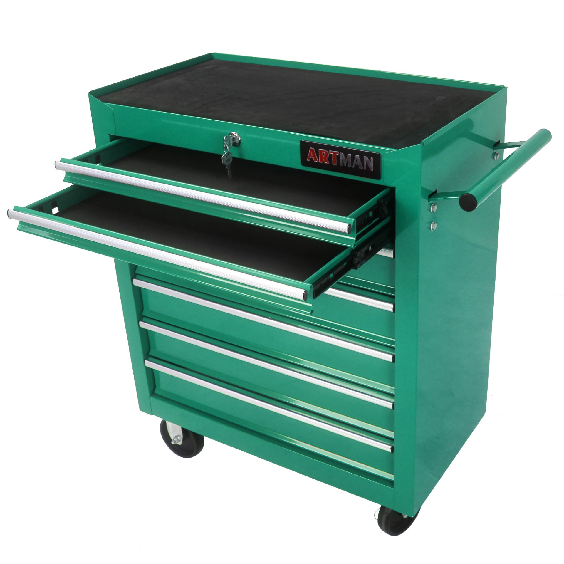 7 Drawers Multifunctional Tool Cart With Wheels - Green - Image 7