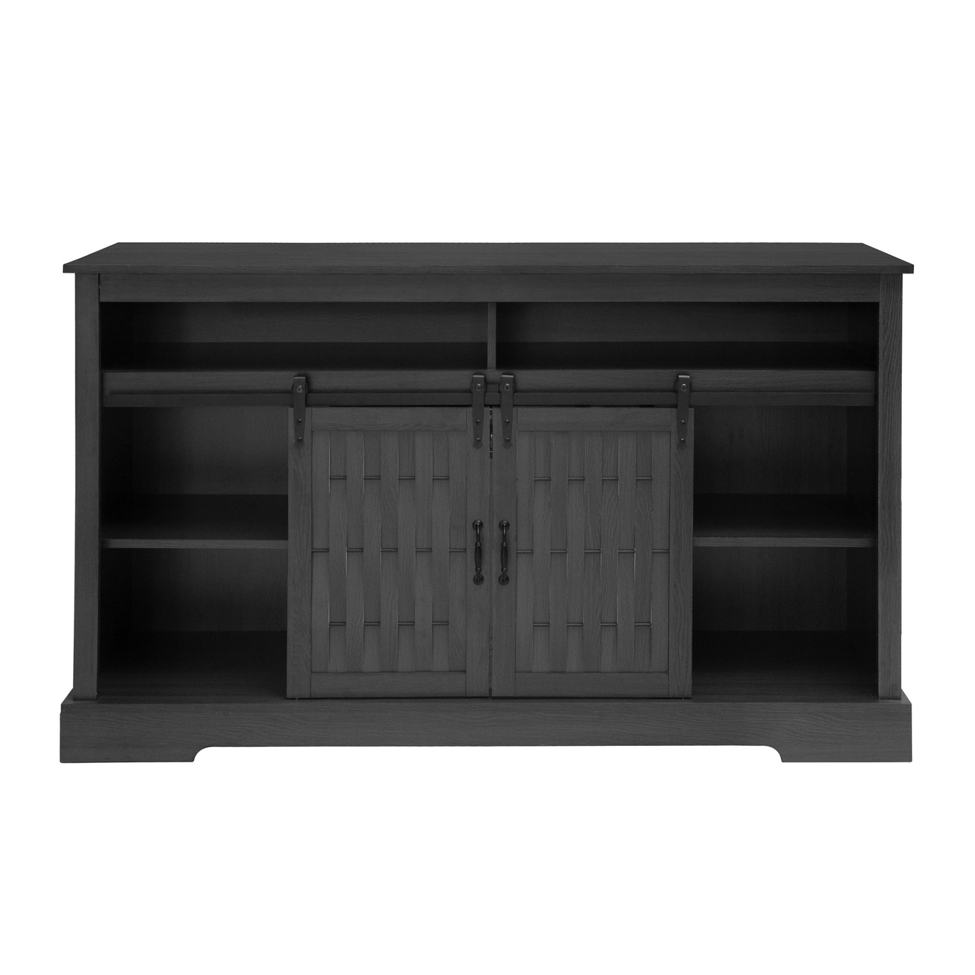Fireplace TV Stand For Tvs Up To 65", Entertainment Center With 23" Electric Fireplace, Farmhouse TV Stand Industrial Media Console With Sliding Barn Door For Living Room - Dark Gray - Image 11