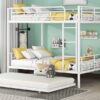 Full Over Full Metal Bunk Bed With Trundle - White - Image 19