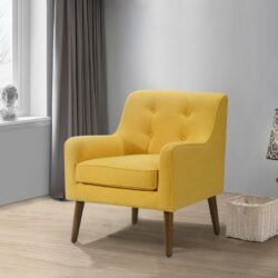 Ryder - Mid Century Modern Woven Fabric Tufted Armchair - Yellow