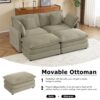 Modern Sofa Modular Sofa Couch Upholstered Corduroy L - Shape Sectional Sofa With Side Storage Pockets For Living Room - Brown - Image 5