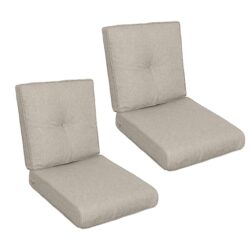 2 Pieces Set High Back Patio Chair Cushions, Tufted Rocking Chair Cushions, Adirondack Cushions For Garden Porch Home Office Chair Use, 2 Pack - Beige / Brown