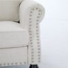 Rolled Arm Sofa With Nailhead Trim 3 Seater Upholstered Couch With Wooden Legs For Living Room Or Bedroom Deep Seat Design - Beige - Image 8