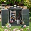 Resin Outdoor Storage Shed Kit Perfect To Store Patio Furniture - Black - Image 6