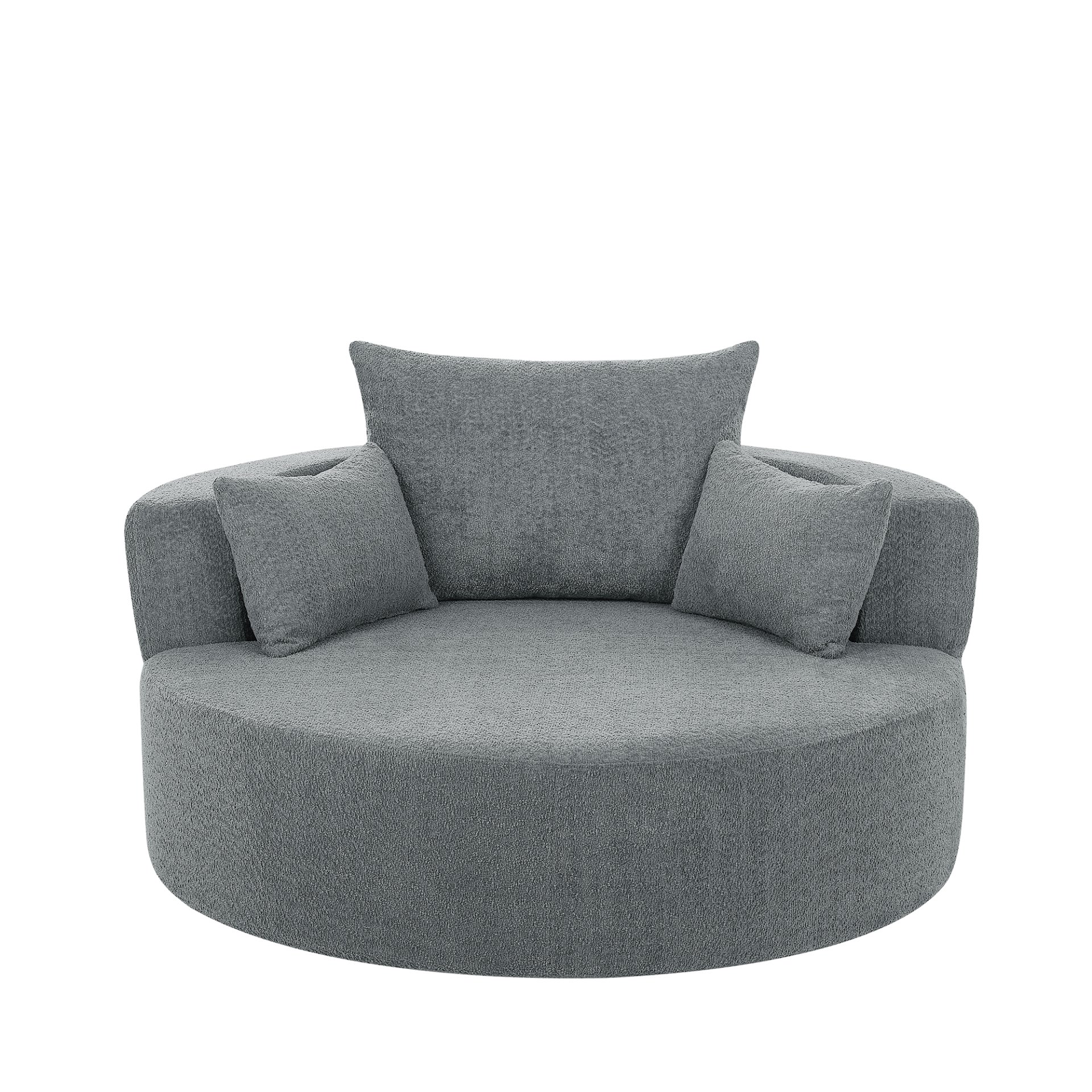 360° Swivel Chair Accent Barrel Chair Swivel Round Sofa Chair With 3 Removable Pillows For Living Room, Office And Hotel - Gray - Image 16