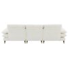 L Shaped Convertible Sectional Sofa 4 Seat Tufted Couch Set With Two Tone Adjust Legs Cloud Movable Ottoman - White - Image 8