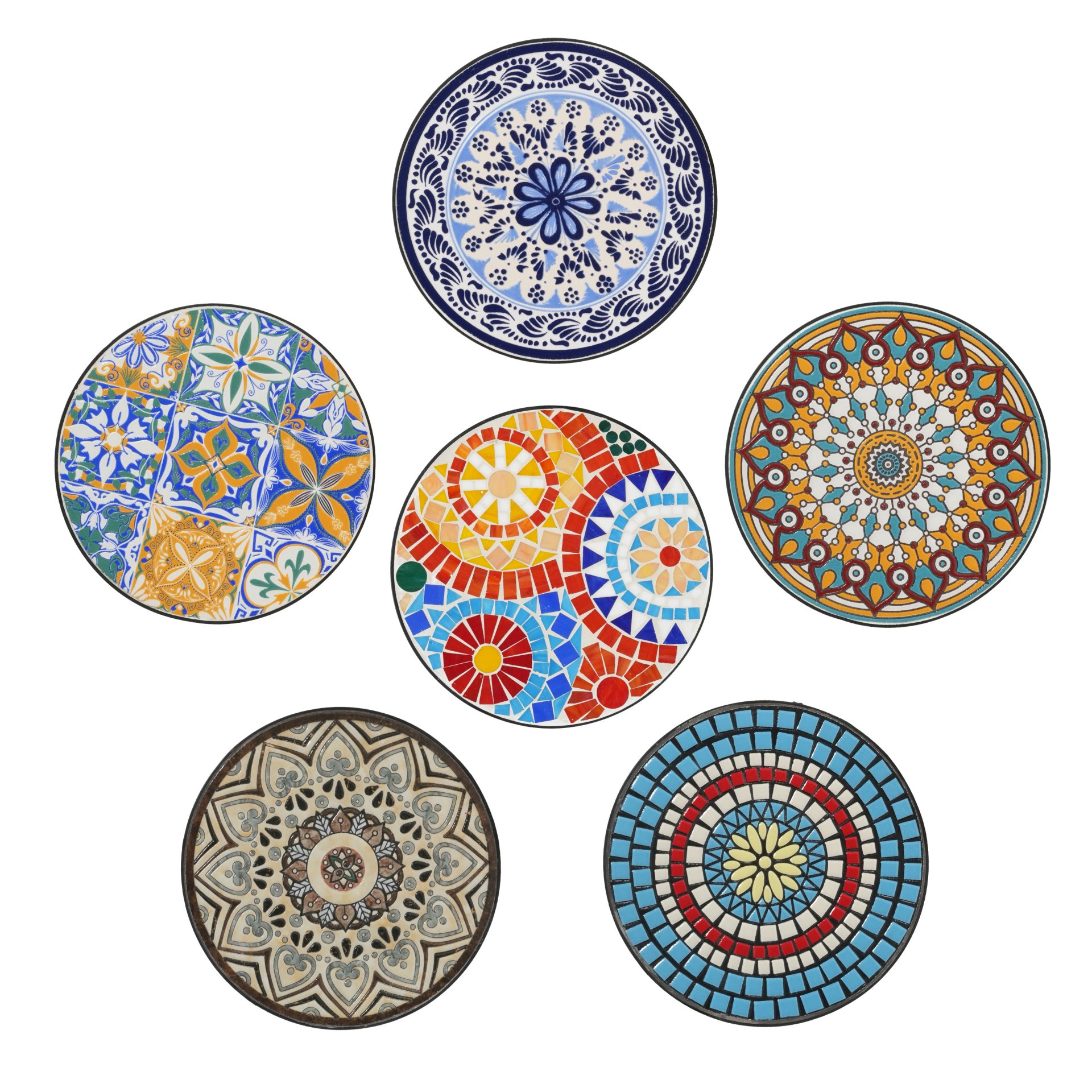 Outdoor Side Table With Ceramic Tile Top And Powder Coated Steel Frame - Black / Colorful - Image 12