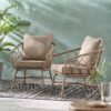 Bruce - Outdoor Club Chair Set With Water Resistant Cushions Rattan And Iron - Brown - Image 5