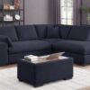 Joshua - Woven Fabric Sectional Sofa With Right Facing Chaise and Console Ottoman - Dark Gray - Image 6