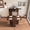 Multifunctional Folding Dining Table With Wall Mounted Sideboard & Storage - Walnut - Image 2