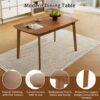 Mid Century Modern Dining Table Set For 4, Solid Wood Dining Table And Solid Wood Chairs, 5 Pieces Farmhouse Dining Table And 4 Upholstered Chairs - Brown / Gray - Image 6