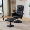 Recliner Chair With Ottoman 360° Swivel Massage Lounge Chair With 5 Point Vibration & Heated Seat 140° Adjustable Recliner - Black - Image 2