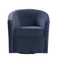 Oaklynn - Barrel Style Swivel Accent Chair Performance Fabric - Navy