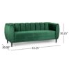 Miranda - Velvet 3 Seater Sofa With Channel Stitching - Emerald - Image 3