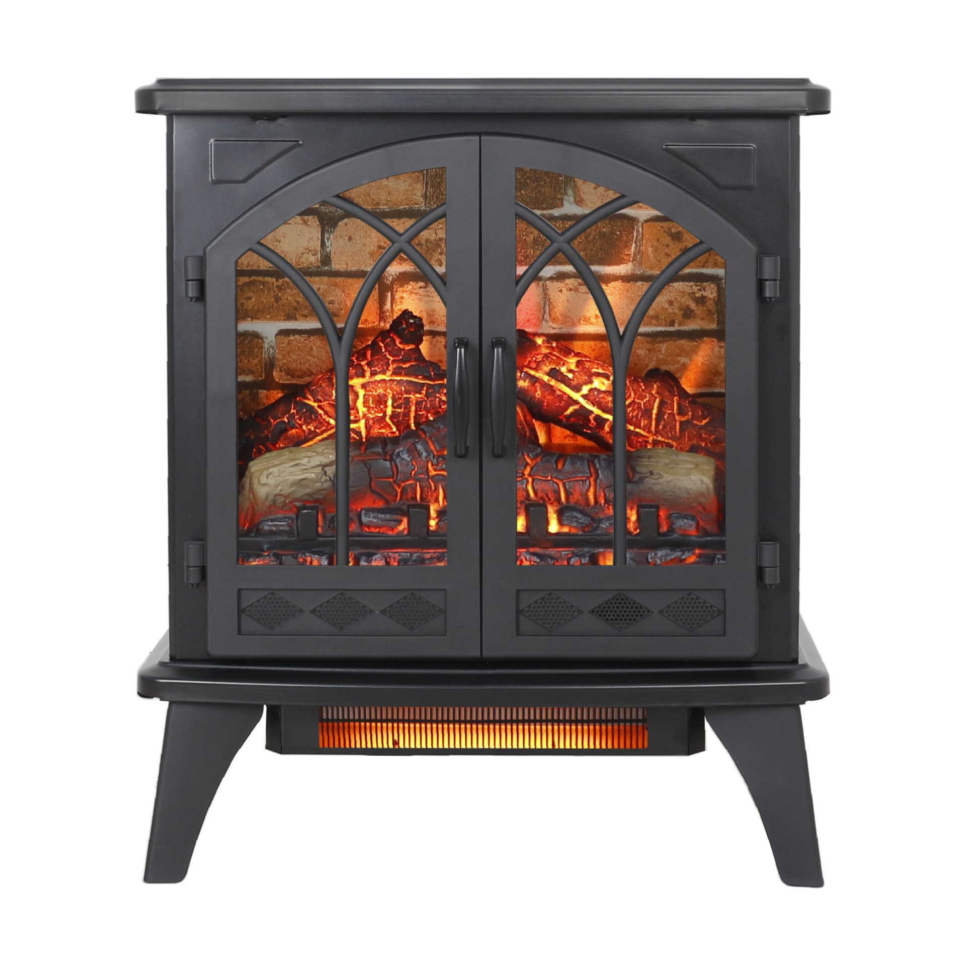 3D Flame Electric Infrared Quartz Fireplace Stove With Remote Control - Antique Black - Image 7