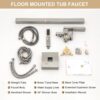 Freestanding Bathtub Faucet Waterfall Tub Filler Floor Mount Solid Brass With Hand Shower - Brushed Nickel - Image 6