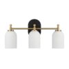 Meadows - 3 Lights Vanity Brush Bathroom Wall Light For Bathroom Over Mirror - Black / Gold / White - Image 6