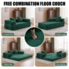 Floor Couch, Compression Sofa, Convertible Floor Sofa Bed With Pillow Back Support Armrest - Dark Green - Image 5