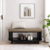 Scandi - Upholstered Top Storage Bench With Lower Shelf - Black - Image 4