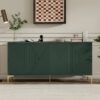 Modern Light Luxury Style Large Storage Space Sideboard With 4 Doors And Rebound Device - Olive Green - Image 2